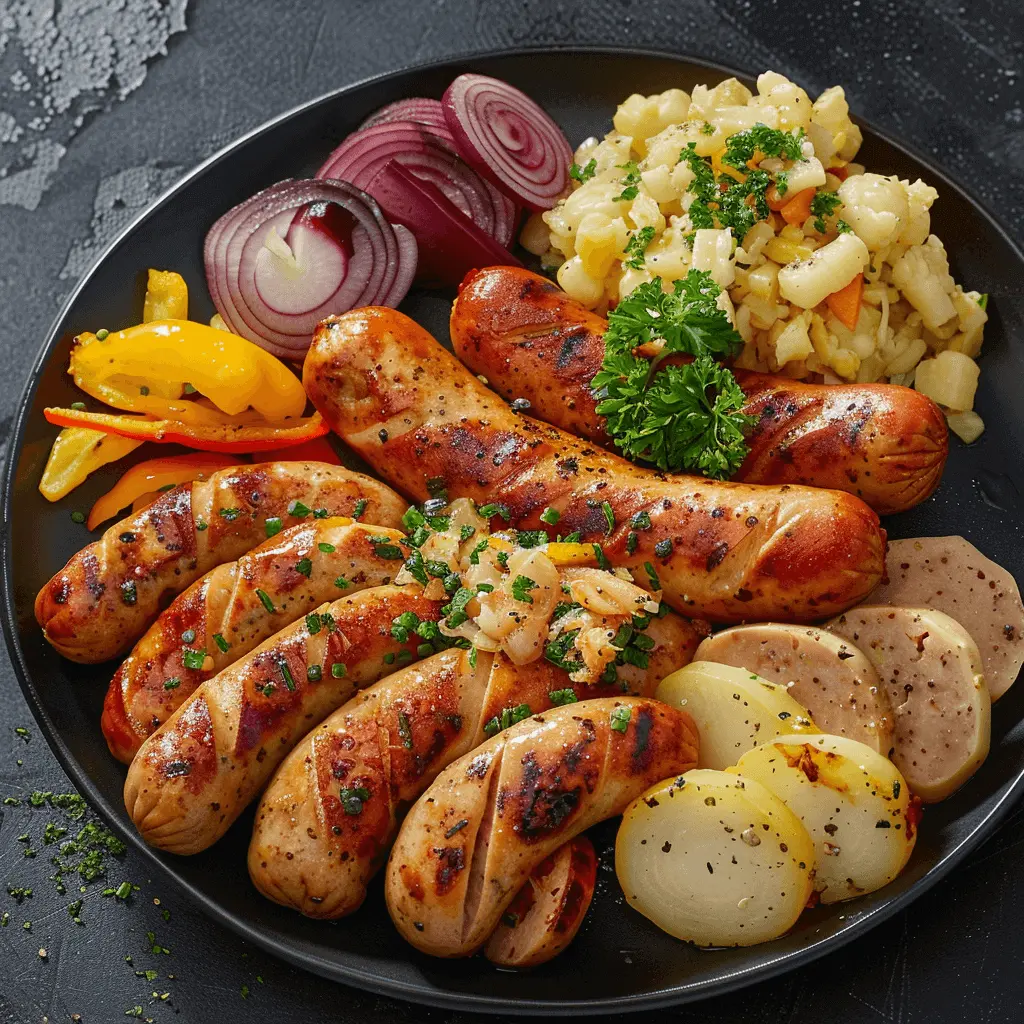 Rostbratwurst - Klassische Deutsche Bratwurst für 4 Personen